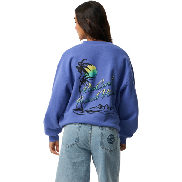 Rip Curl Womens Beach Vibe Heritage Crew 0EMWFL - Mid Blue